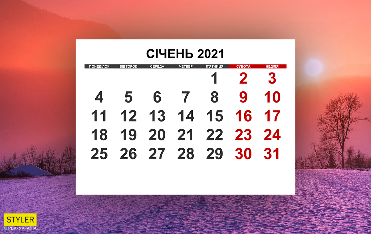Новорічні вихідні 2021: скільки будемо додатково відпочивати у січні