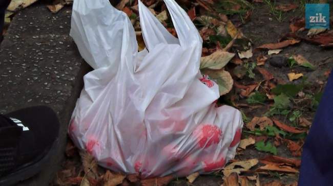 Во Львове активисты закидали помидорами участников митинга (фото, видео)