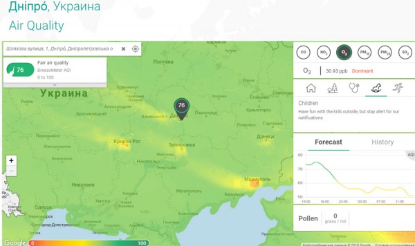 Воздух в Днепре оказался чище, чем на турецких курортах