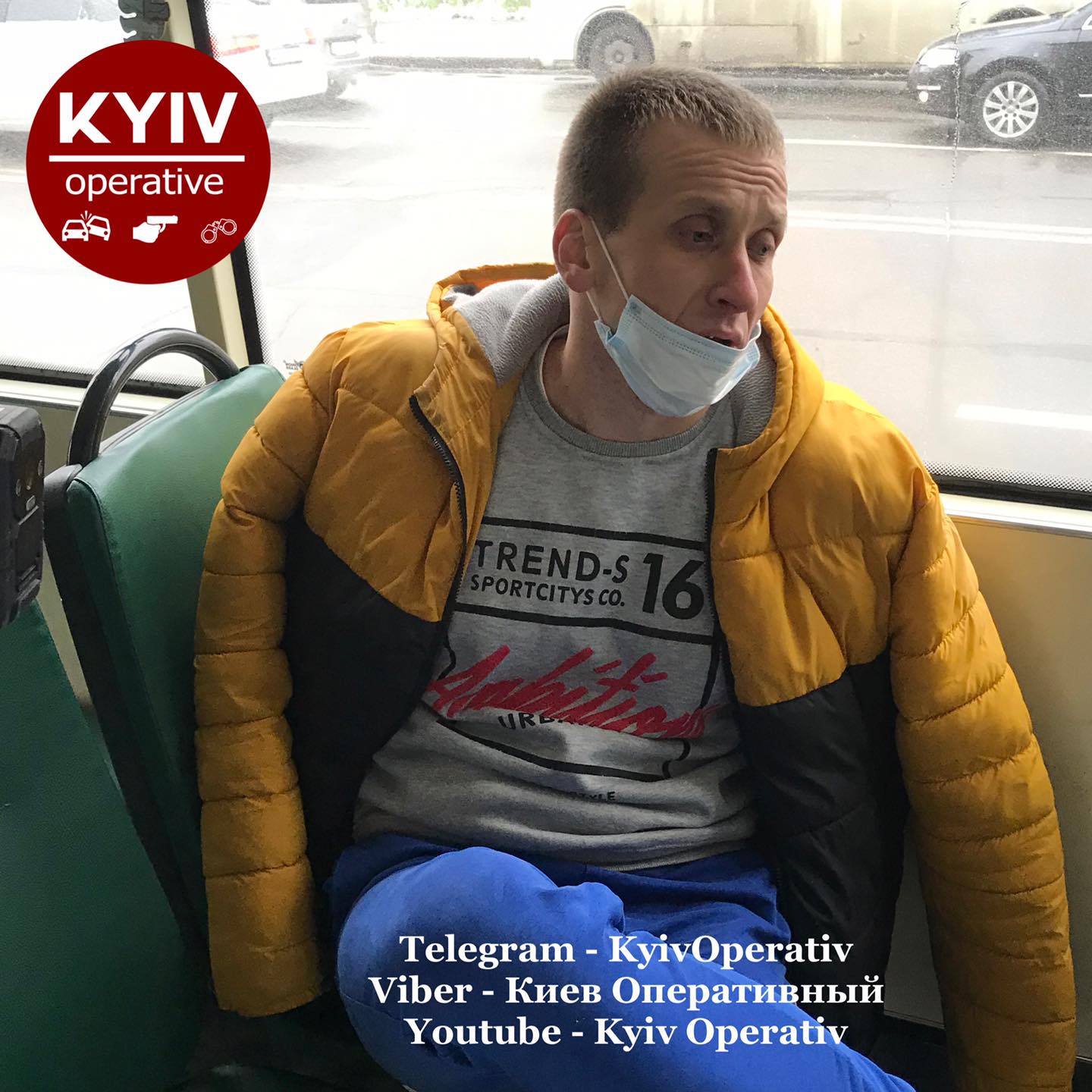 По Киеву ездит "обдолбанный" маршрутчик: маска ему не нужна