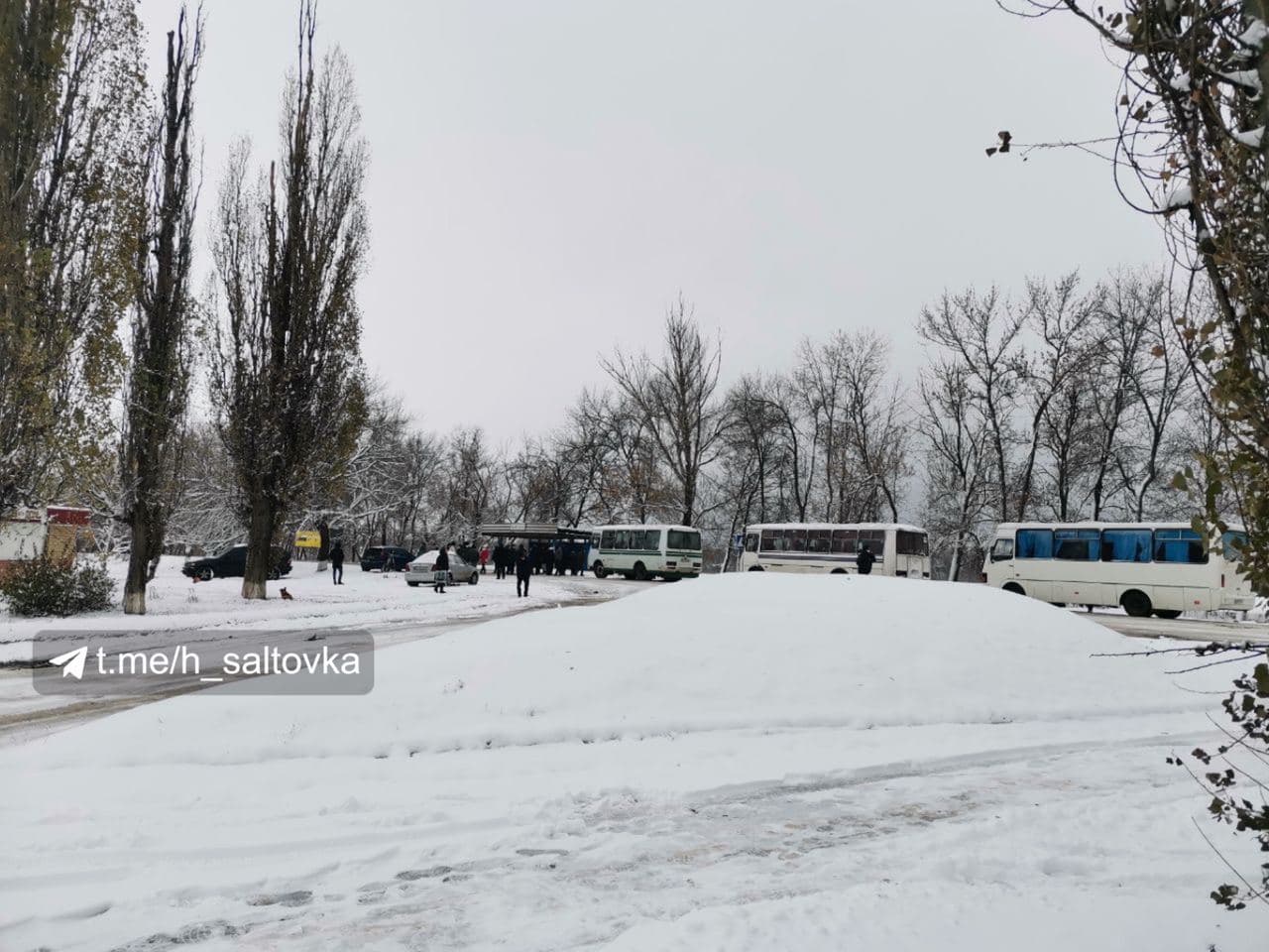 Город под Харьковом замело снегом, а отопление так и не включили: люди перекрыли трассу