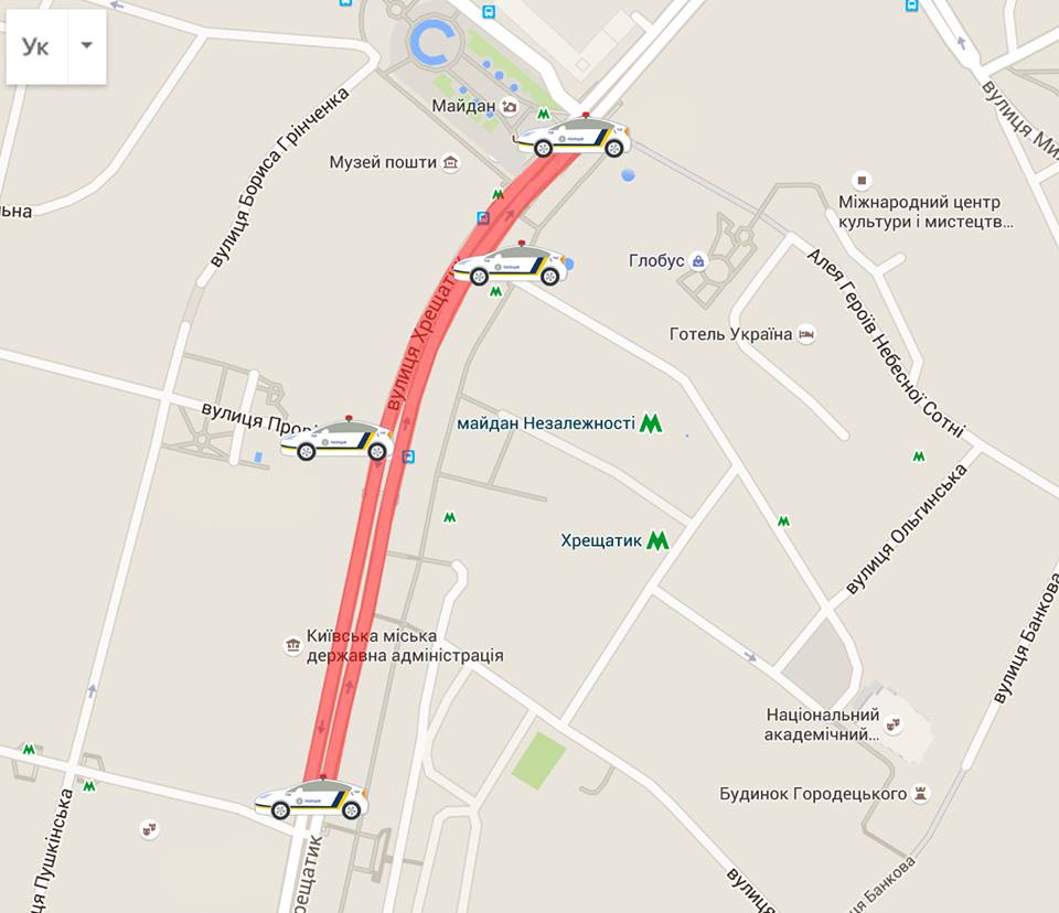 Карта Киева - перекроют движение на майские в центре