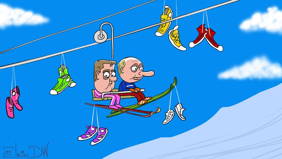 Известный карикатурист высмеял Медведева-"лыжника"