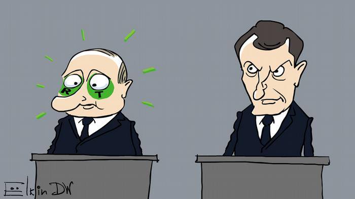 Відомий карикатурист показав, до чого президент Франції довів Путіна