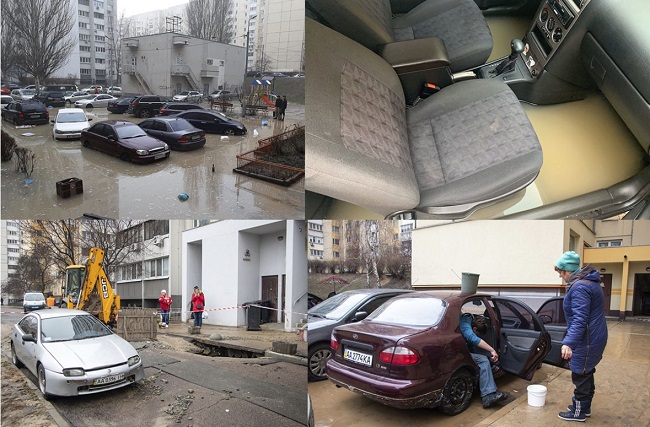 У Києві затопило житловий масив: автомобілі плавали в багнюці (фото і відео)