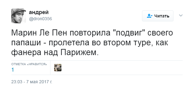 В сети высмеяли проигрыш Ле Пен в президентской гонке