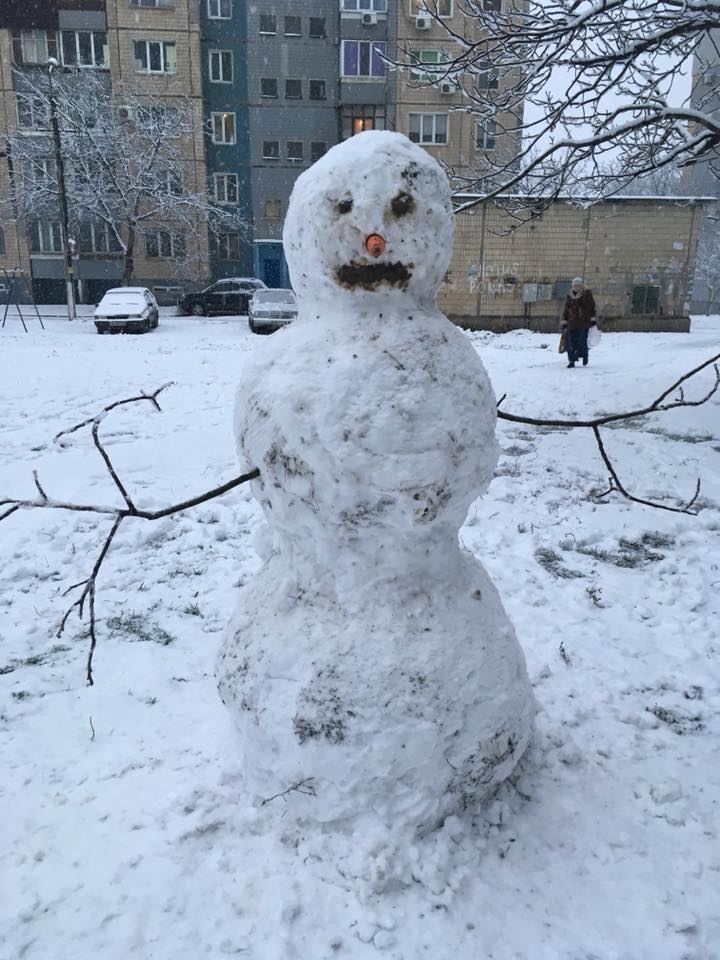 Трохи креативу: жителі Кривого рогу ліплять дивних істот з снігу