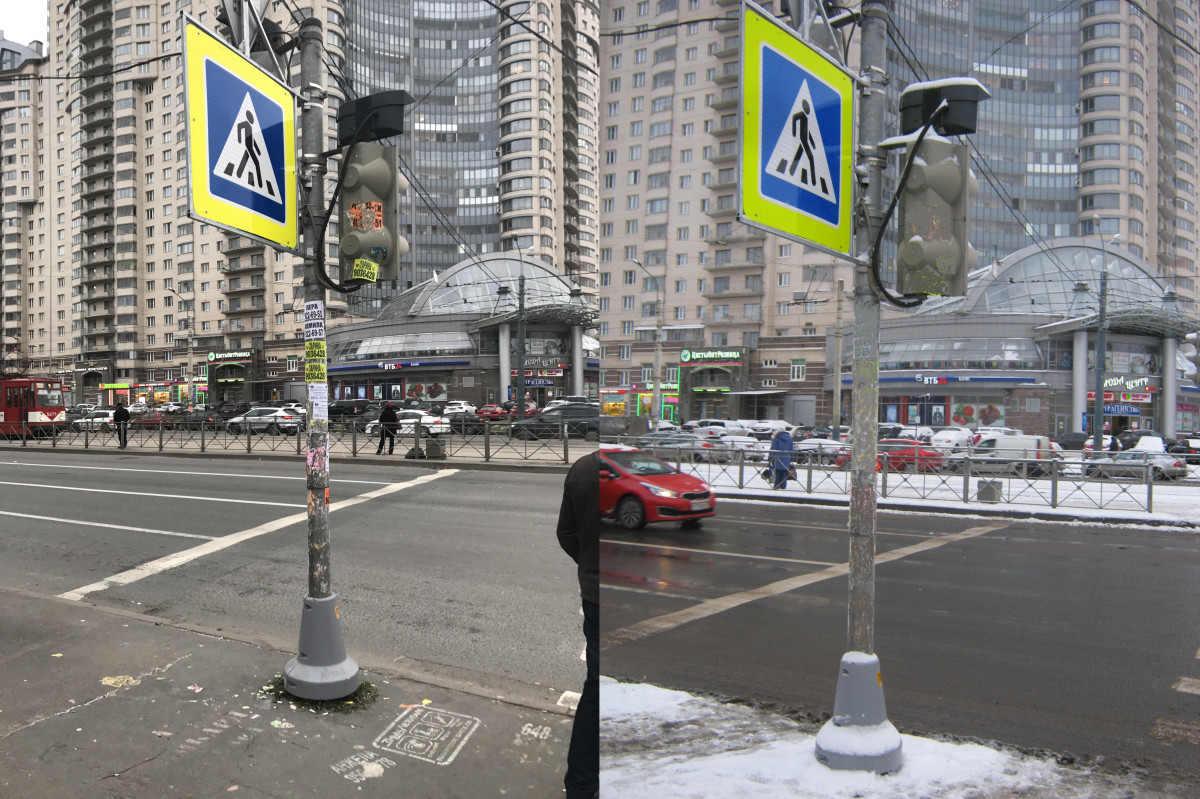 В Питере чиновники "очистили" столб от рекламы с помощью графического редактора