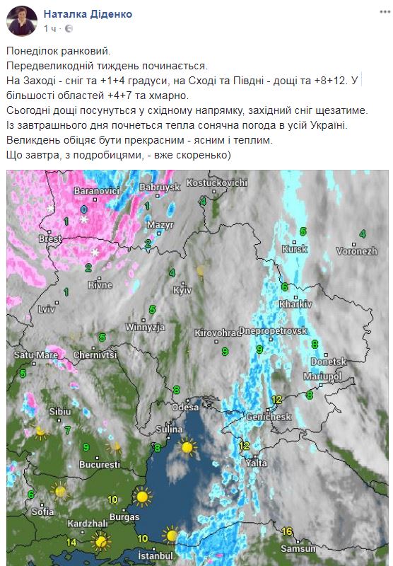 "С солнышком": синоптик дала прогноз на предпасхальную неделю