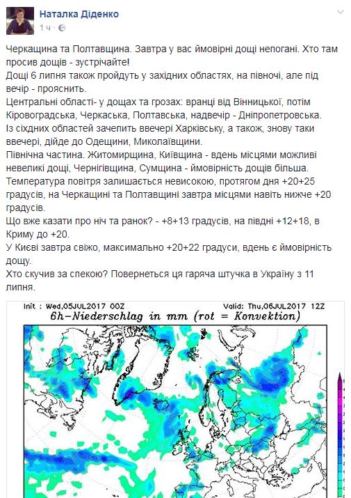 Синоптик попередила українців про прийдешні дощі