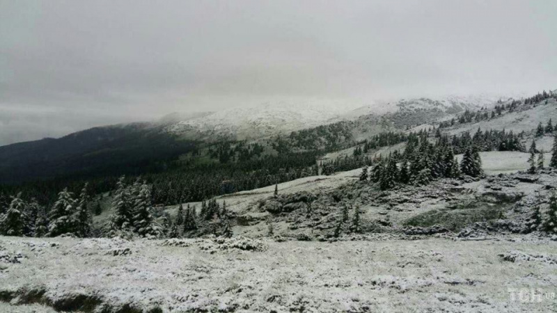 У Карпатах випав сніг: опубліковано фото дитячого табору