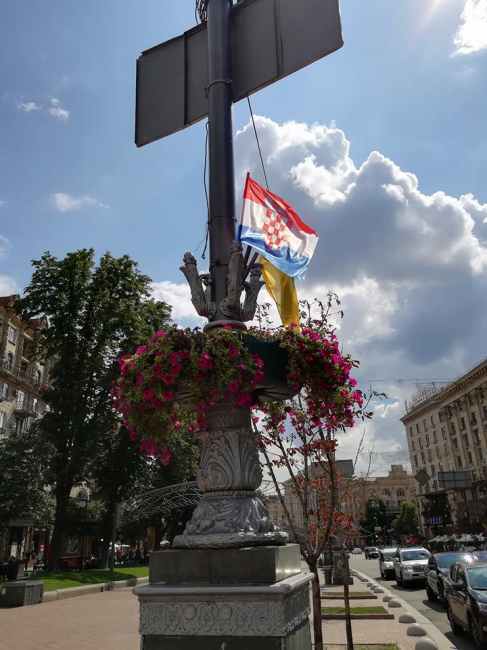 "Охрана, отмена": в центре Киева развесили флаги Хорватии (фото, видео)