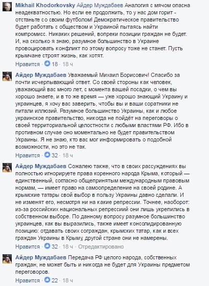 Муждабаев и Ходорковский горячо спорили из-за оккупации Крыма
