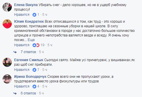 "Пусть поработают": в Киеве школьников заставили во время уроков убирать снег
