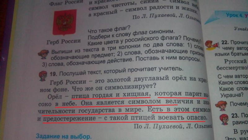 "Флаг Расії - наш сімвал": Ницой рассказала о детском учебнике из РФ в школе под Киевом (фото)
