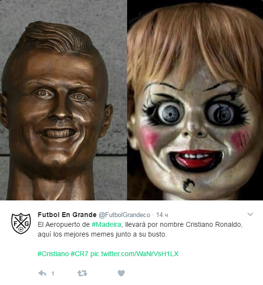 Бюст Роналду в аэропорту Мадейры высмеяли в сети