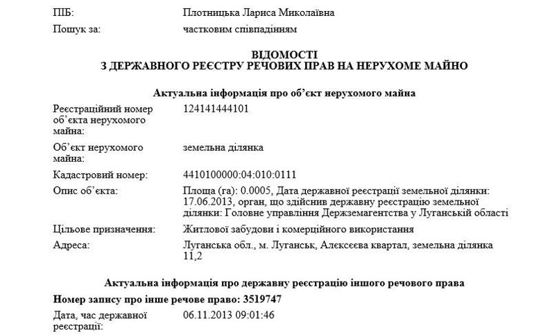 Стало відомо, яким майном володіє сім'я Плотницького
