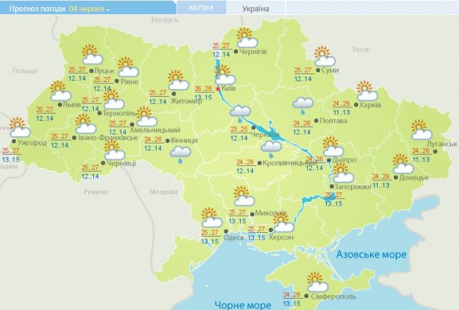 Погода на неделю на украинском