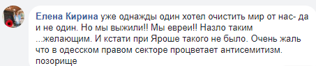 "Недруги з "ватного" і ліберального табору" лідер одеського "Правого сектора" відкинула звинувачення в антисемітизмі