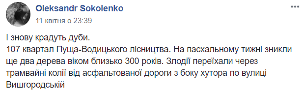 В Киеве в Пуще-Водице спилили 300-летние дубы (фото)