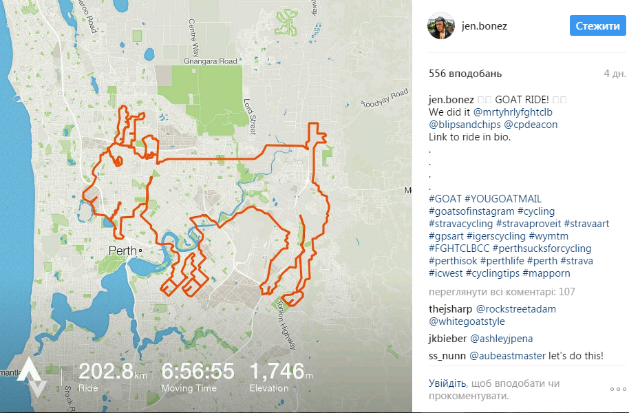 Велосипедисти "зобразили" на карті козла, проїхавши 202 км