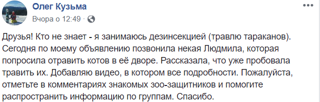 "Псують полисадник": в Одесі жінка намагається отруїти котів, які їй "заважають"