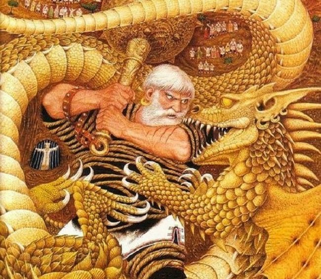 Герой украинской сказки Кирило Кожемяка в российском варианте именуется Никитой Кожемякой