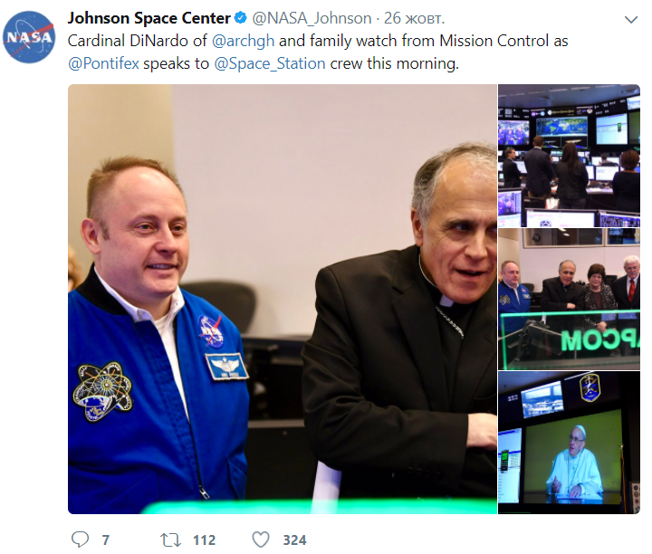 Папа Римский провел сеанс связи с космонавтами на МКС