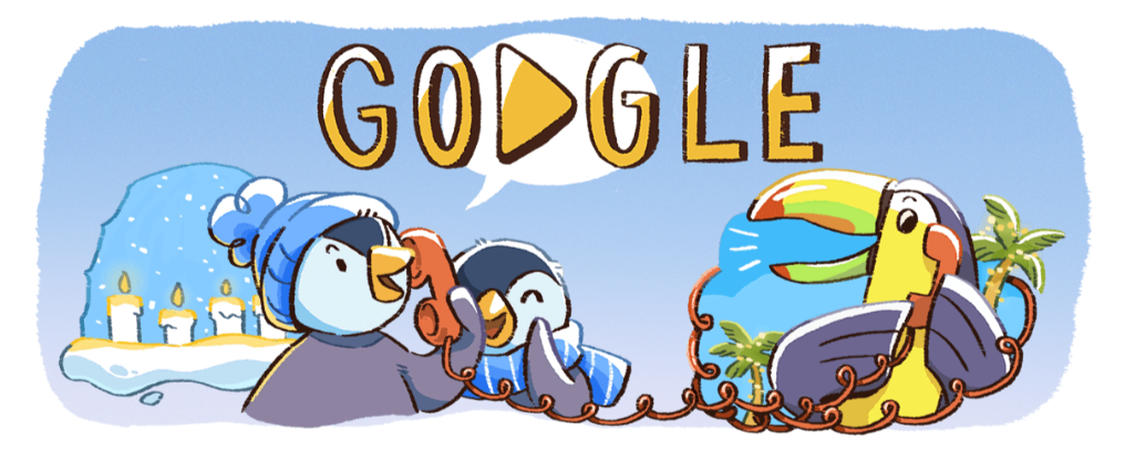 Дудл Новогодние праздники: Google создал мультик про Новый Год