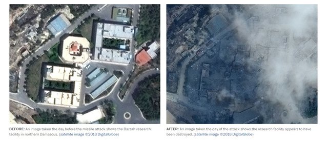 В сети появились новые фото со спутника, на которых видны масштабы ракетной атаки по Сирии (фото)