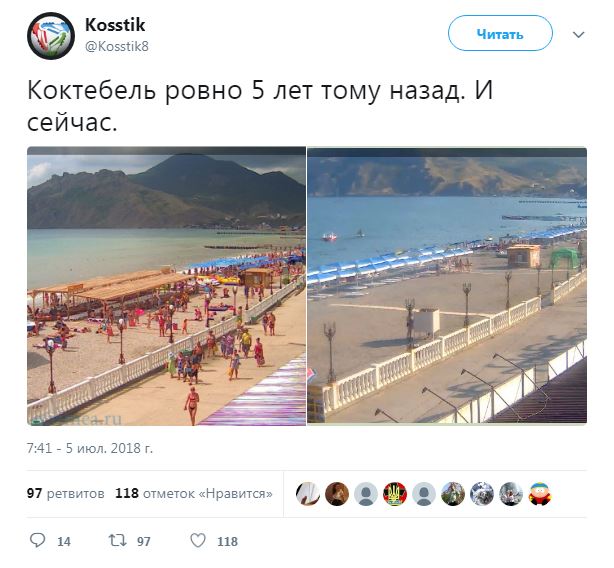 "Зато нудистам раздолье": популярный курорт в Крыму показали до и после аннексии (фото)