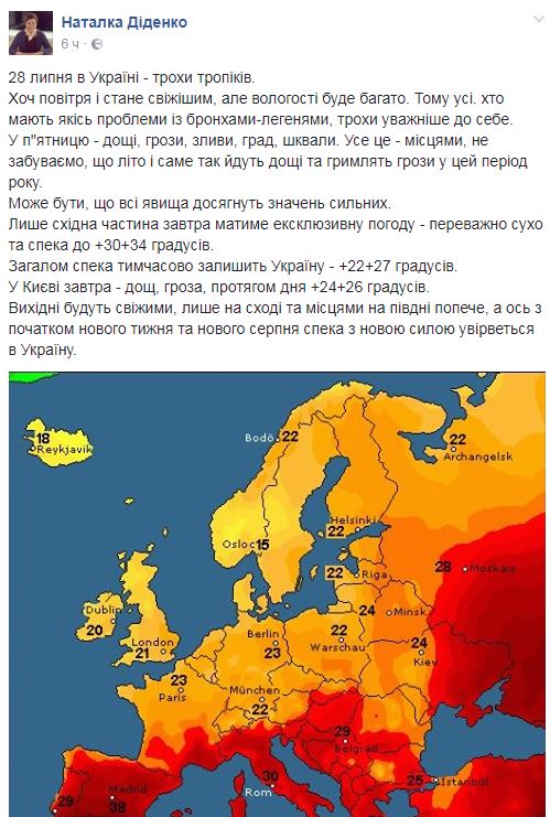 Синоптик дала прогноз погоды на конец недели