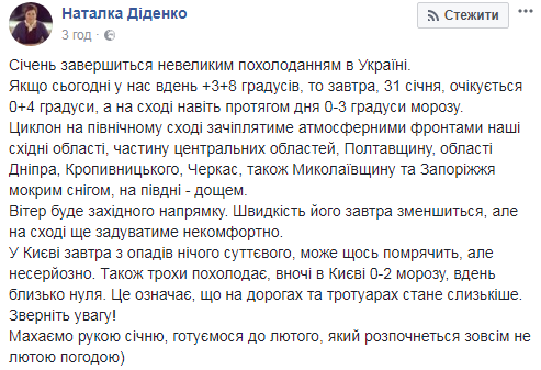 &quot;Махаємо рукою&quot;: синоптик дала прогноз на останній день січня