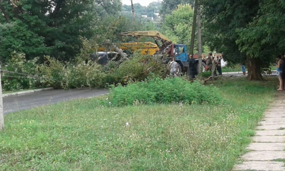 В Кировоградской области бетонный столб упал на автобус с пассажирами во время ливня (фото)