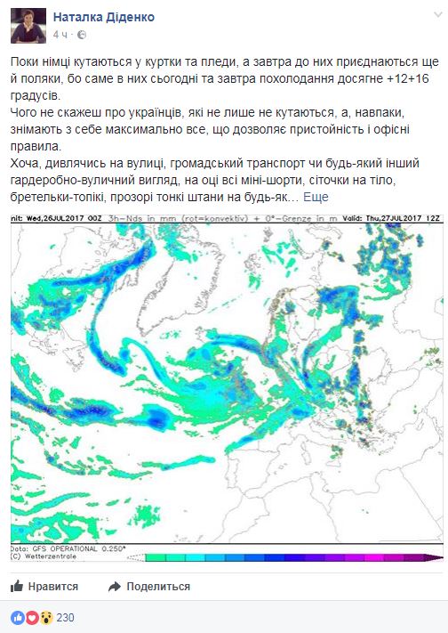 Синоптик дала прогноз погоди на 27 липня