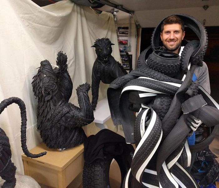 Американець створює дивовижні скульптури із звичайних шин