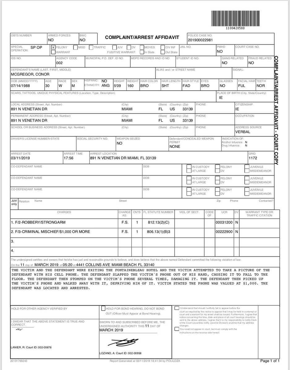 Конор МакГрегор арестован в США: все подробности