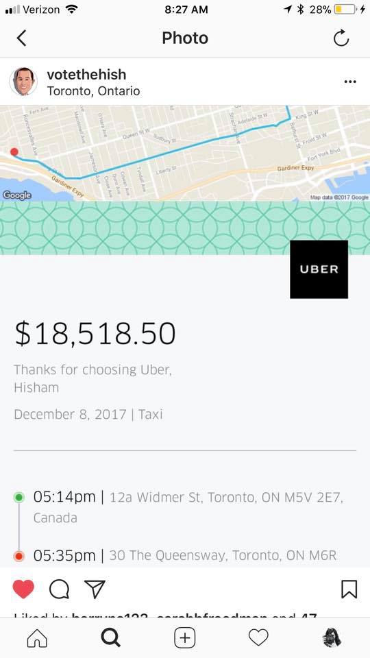 Uber списав з пасажира $18 тис. за 20 хвилин поїздки