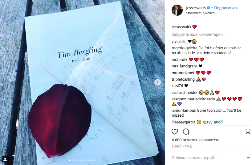 В Швеции прошли похороны известного диджея Avicii