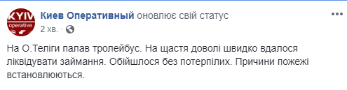 В Киеве пылал троллейбус с пассажирами (видео)