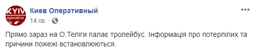 В Киеве пылал троллейбус с пассажирами (видео)