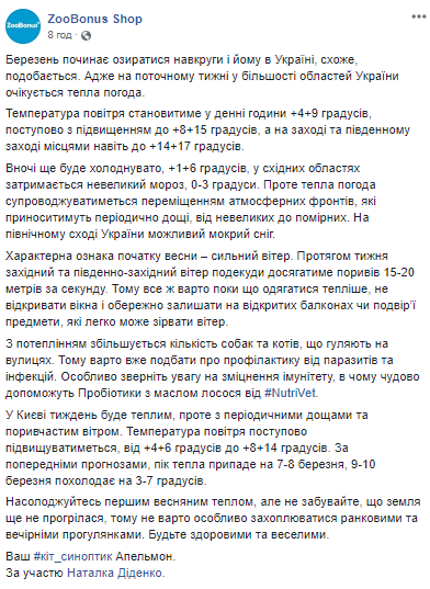 Весна мчить із вітерцем: прогноз погоди до кінця тижня
