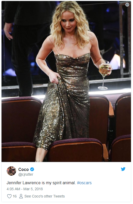 Оскар 2018: Дженнифер Лоуренс позабавила новой выходкой (фото)