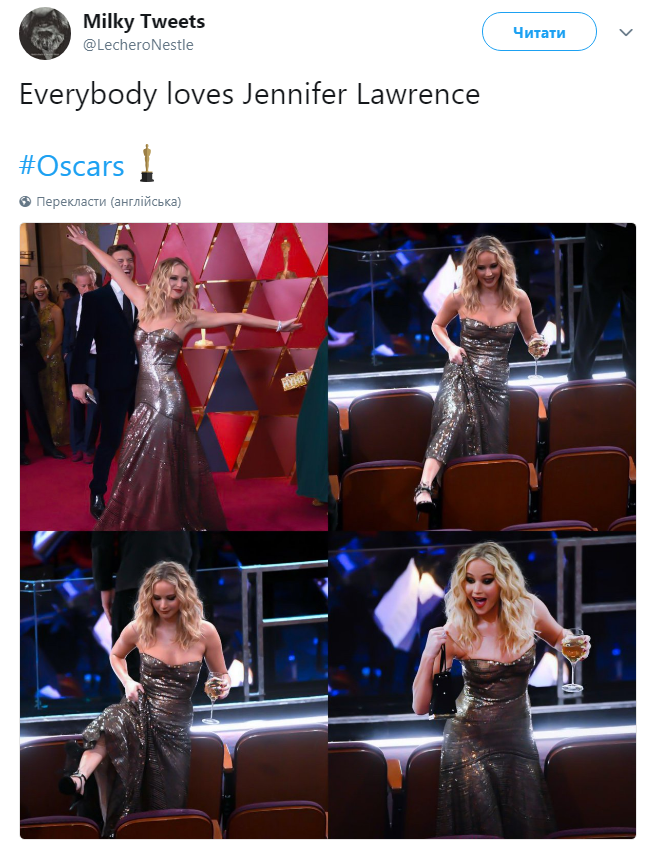 Оскар 2018: Дженнифер Лоуренс позабавила новой выходкой (фото)