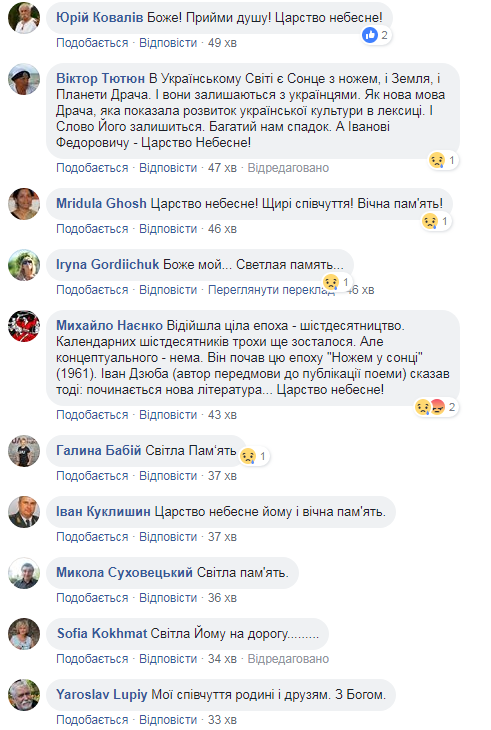 "Душа великого поэта улетает от нас..." Украинцы скорбят по Ивану Драчу