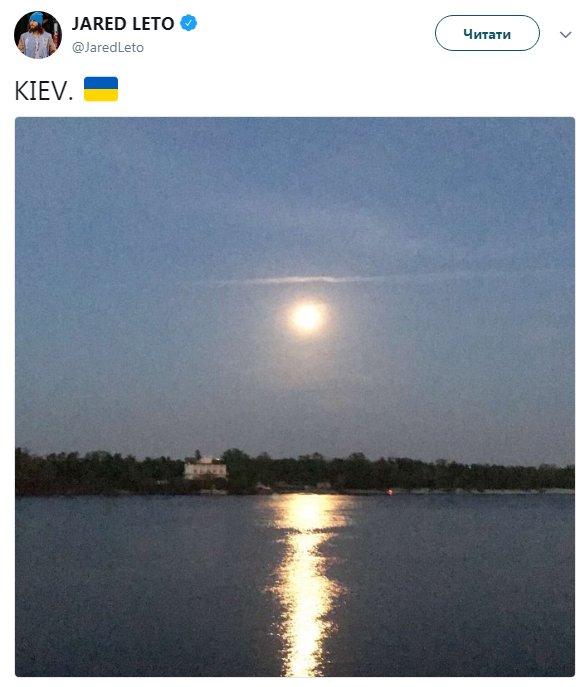 Джаред Лето в Киеве: актер показал восход солнца над Днепром