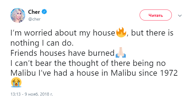 Лесные пожары в Калифорнии: звезды-погорельцы рассказали про убытки