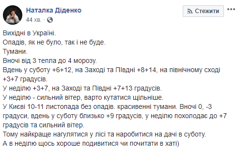 Украинцам рассказали, какая погода будет на выходных
