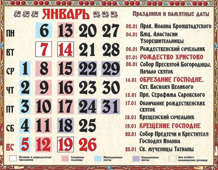 Православний календар на січень 2020: головні свята України