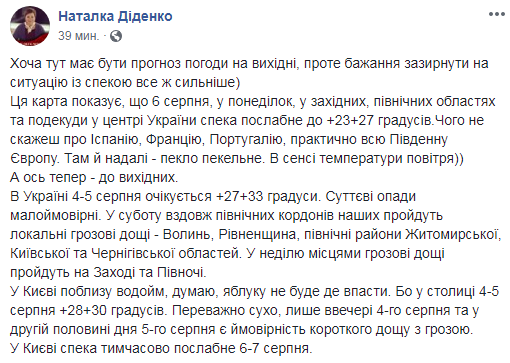 Жара и грозовые дожди: синоптик дала прогноз на выходные